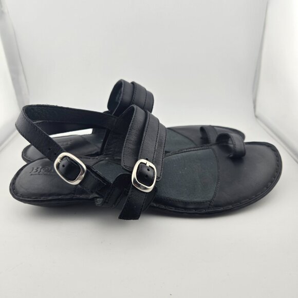 Born Black Leather Toe‑Loop Buckle Strap Sandals | Women’s Size 10 - Picture 3 of 12